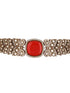 Gold Toned Ruby Red Mossanite Kundan Statement Choker Jewellery Set