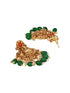 Gold Polish Red Coral Studded Lakshmiji Temple Necklace Jewellery Set