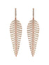 Rose Gold Toned White Zircon studded Statement Feather Dangling Earrings
