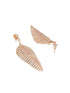 Rose Gold Toned White Zircon studded Statement Feather Dangling Earrings