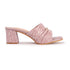 Women's Textured Square Toe Block Heel Sandal with Metal Detail