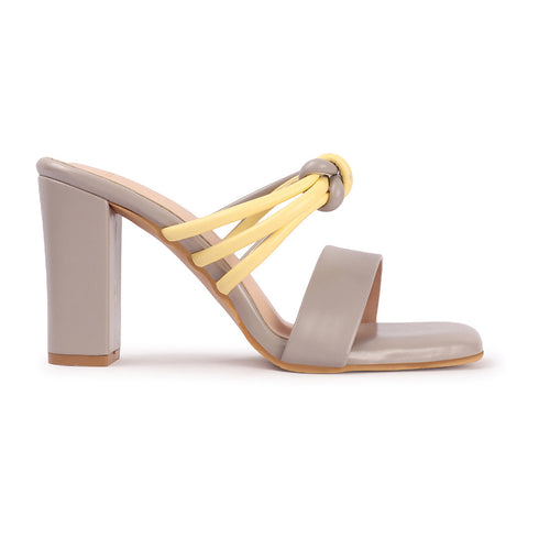 Women's Knotted Strap Square Toe Block Heel Sandal