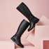 Women's Tall Moto-Style Riding Boot - Knee-High Footwear with Buckle Detail