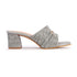 Women's Textured Square Toe Block Heel Sandal with Metal Detail