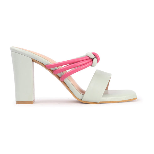 Women's Knotted Strap Square Toe Block Heel Sandal