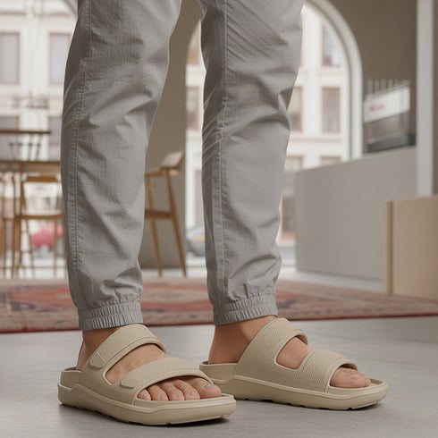 Men's Dual Strap Lightweight Comfort Slide Sandal