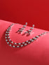 White Rhodium Plated Red AD studded Double layered Designer Jewellery Set