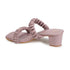 Women's Ruched Strap Square Toe Block Heel Sandal