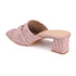 Women's Textured Square Toe Block Heel Sandal with Metal Detail