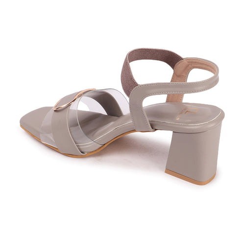 Women's Buckle Detail Square Toe Block Heel Sandals