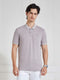Men's Mauve Solid Polo Collar T-Shirt