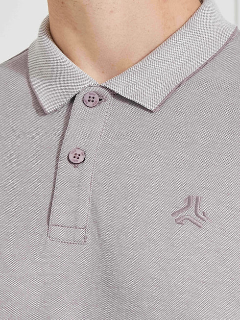 Men's Mauve Solid Polo Collar T-Shirt