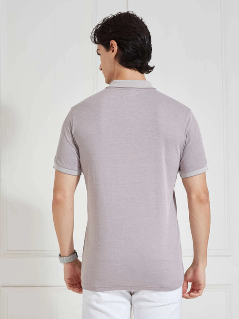 Men's Mauve Solid Polo Collar T-Shirt