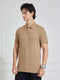 Men's Brown Solid Polo Collar T-Shirt