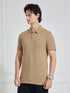 Men's Brown Solid Polo Collar T-Shirt