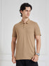 Men's Brown Solid Polo Collar T-Shirt