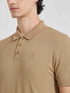 Men's Brown Solid Polo Collar T-Shirt