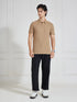 Men's Brown Solid Polo Collar T-Shirt