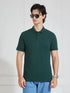 Men's Green Solid Polo Collar T-Shirt