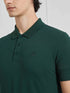 Men's Green Solid Polo Collar T-Shirt