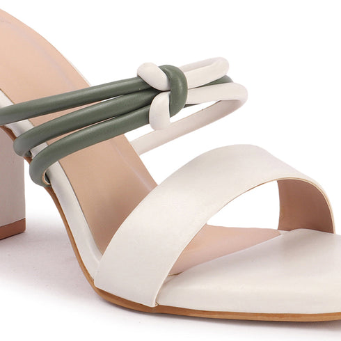 Women's Knotted Strap Square Toe Block Heel Sandal