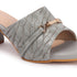 Women's Textured Square Toe Block Heel Sandal with Metal Detail