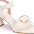 Women's Buckle Detail Square Toe Block Heel Sandals