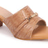 Women's Textured Square Toe Block Heel Sandal with Metal Detail