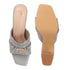 Women's Textured Square Toe Block Heel Sandal with Metal Detail