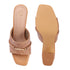 Women's Textured Square Toe Block Heel Sandal with Metal Detail