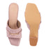 Women's Textured Square Toe Block Heel Sandal with Metal Detail