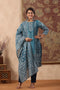 Women Blue Ethnic Motifs Printed Kurta Set