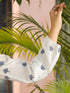 Women Floral Embroidered Round Neck Puff Sleeves Cotton Top