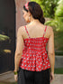 Women Ethnic Motifs Print Shoulder Straps Peplum Top