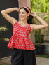 Women Ethnic Motifs Print Shoulder Straps Peplum Top