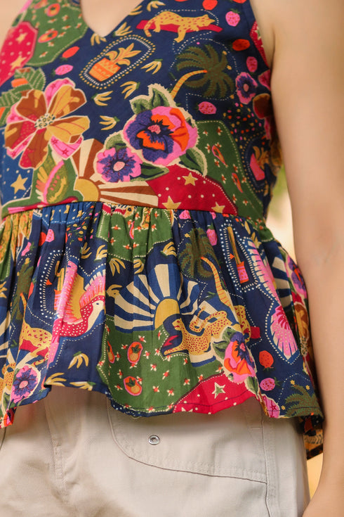 Women Printed Pure Cotton Peplum Top
