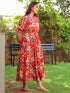 Women Floral Print Puff Sleeve Pure Cotton Fit & Flare Midi Dress
