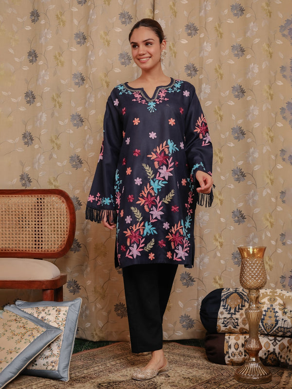 Falak Kashmiri Long Kurta - Blue