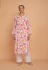 Saba Chikankari Kurta in Mul cotton in Pink Floral