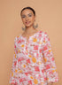 Saba Chikankari Kurta in Mul cotton in Pink Floral