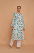Saba Chikankari Kurta in Mul cotton in Turquoise Floral