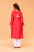 Saba Chikankari Long Kurta in Barfi Silk - Red