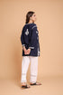Saba Chikankari Short Kurta in Rayon cotton - Navy Blue