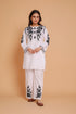 Saba Chikankari Co-ord Set in Cotton Cambric - White With Black