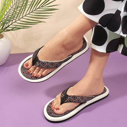 Women's Daily Wear Printed Thong Flip Flops