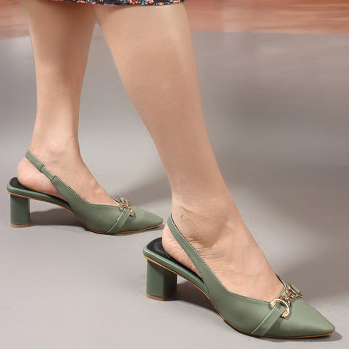 Solid Backstrap Women's Party Wear Heeled Sandal