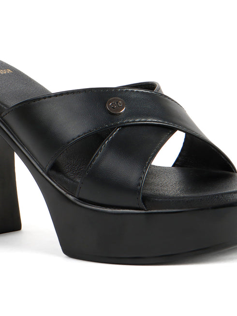 Elegant Crossover Strap Block Heel Sandals