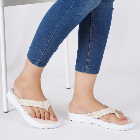 Women's Ruched Strap Thong Comfort Flip-Flops