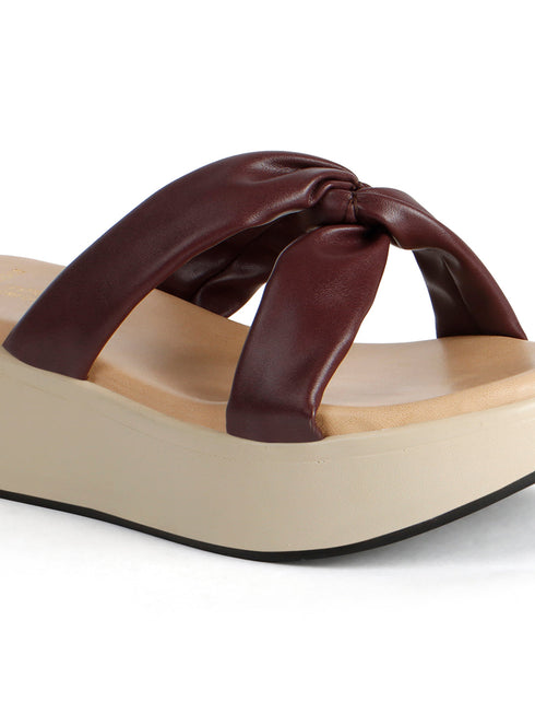 Women's Knot Detail Wedge Slide Sandals