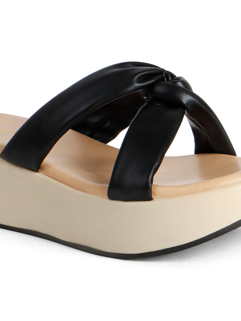Women's Knot Detail Wedge Slide Sandals